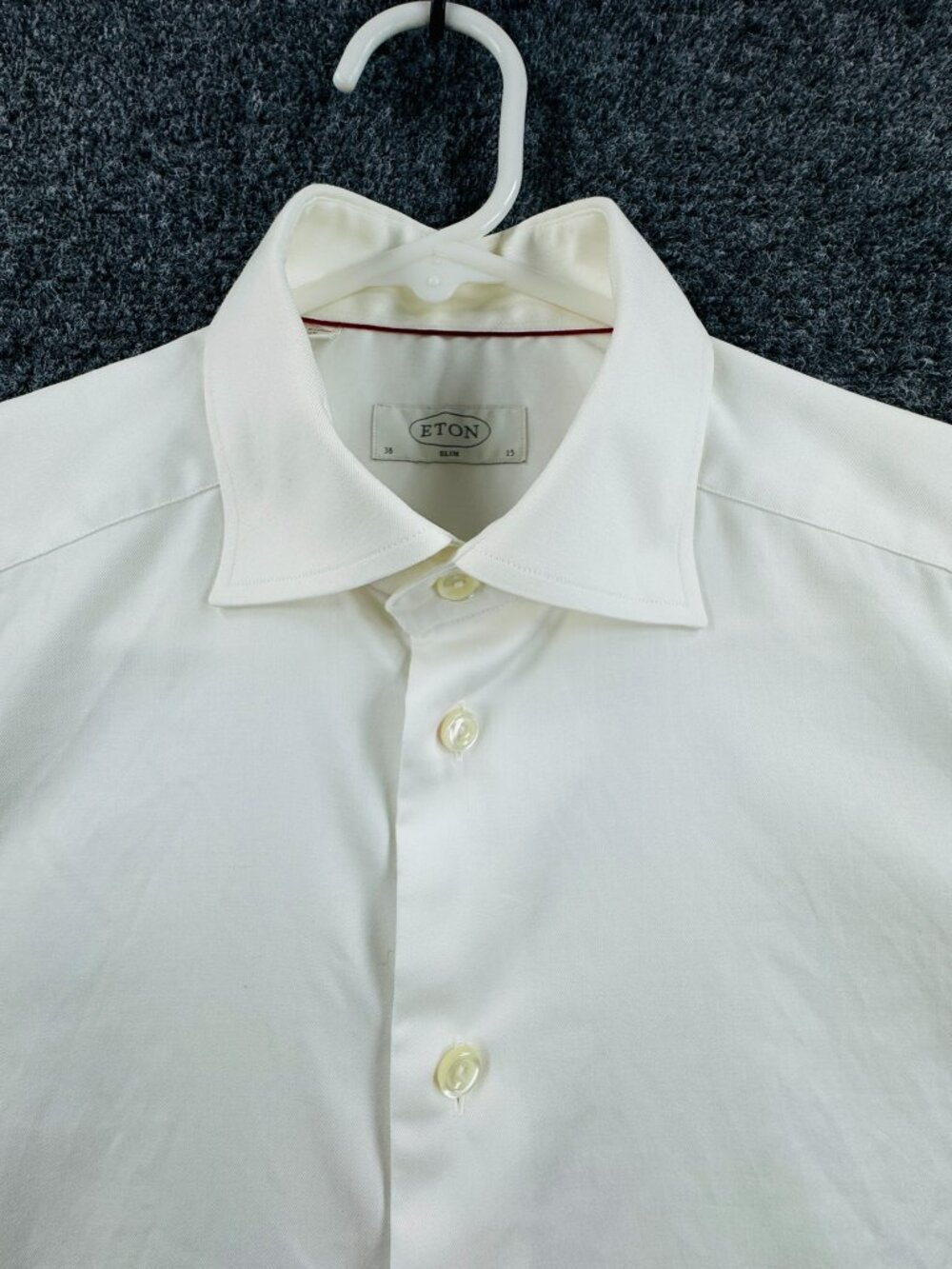 Eton 15 Point Mens Slim White Elegant Cotton Work Solid Shirt Long Sleeve Woven